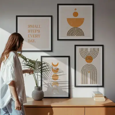 Wanddeko-Set mit minimalistischen Bohomustern