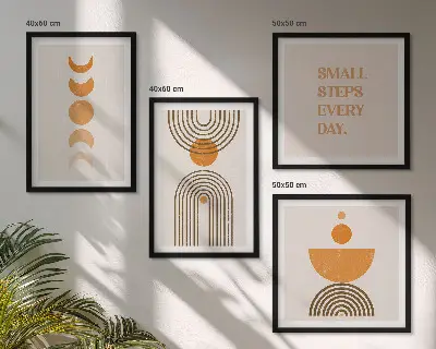 Wanddeko-Set mit minimalistischen Bohomustern