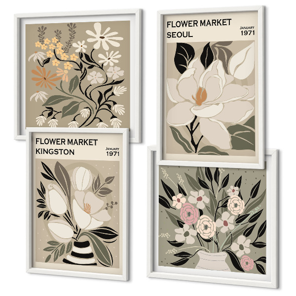 Wanddeko-set Retro-Blumen aus Städten rund um die Welt