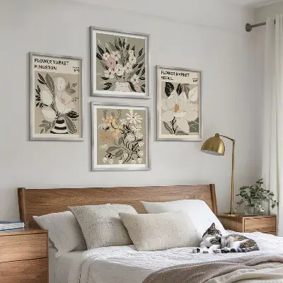 Wanddeko-Set retro Blumenmotive aus Städten weltweit