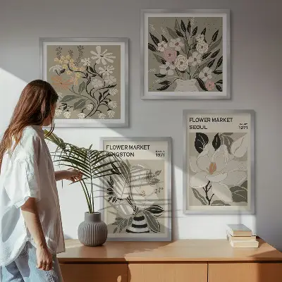 Wanddeko-Set retro Blumenmotive aus Städten weltweit