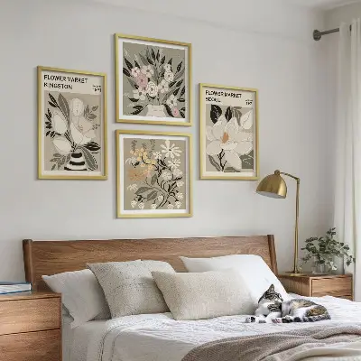 Wanddeko-Set retro Blumenmotive aus Städten weltweit