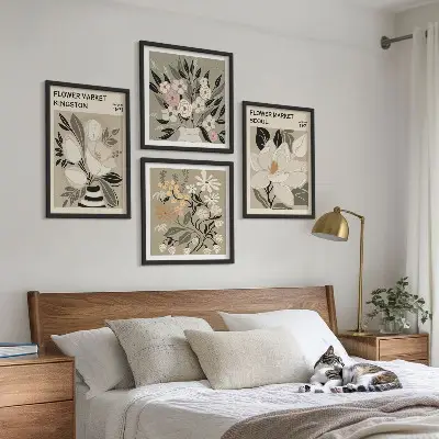 Wanddeko-Set retro Blumenmotive aus Städten weltweit