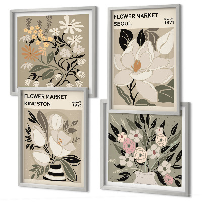 Wanddeko-set Retro-Blumen aus Städten rund um die Welt