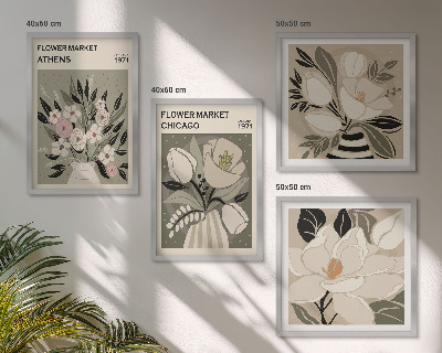 Polyptychon mit rahmen Retro-Blumenmuster aus verschiedenen Städten