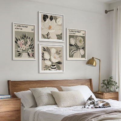 Polyptychon mit rahmen Retro-Blumenmuster aus verschiedenen Städten