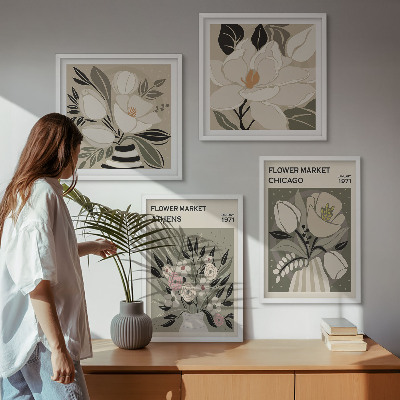 Polyptychon mit rahmen Retro-Blumenmuster aus verschiedenen Städten