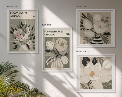 Polyptychon mit rahmen Retro-Blumenmuster aus verschiedenen Städten