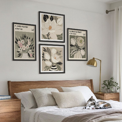 Polyptychon mit rahmen Retro-Blumenmuster aus verschiedenen Städten