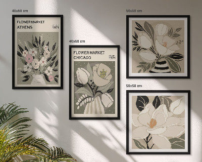 Polyptychon mit rahmen Retro-Blumenmuster aus verschiedenen Städten