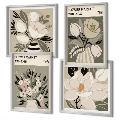Polyptychon mit rahmen Retro-Blumenmuster aus verschiedenen Städten