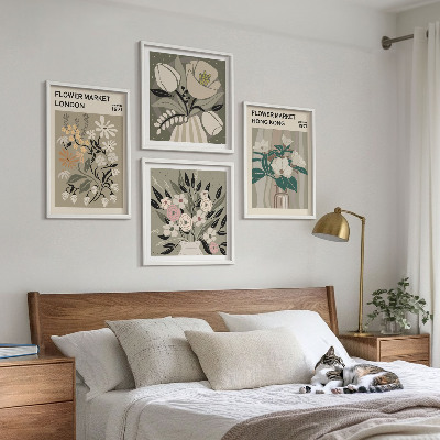 Wanddeko-set Blumenillustrationen London Hongkong