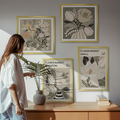 Polyptychon mit rahmen Kingston Seoul Retro-Blumen