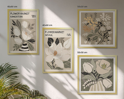 Polyptychon mit rahmen Kingston Seoul Retro-Blumen