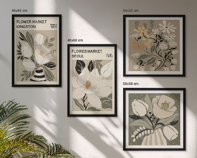 Polyptychon mit rahmen Kingston Seoul Retro-Blumen