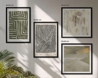 Formmuster in Grün Polyptychon mit Rahmen