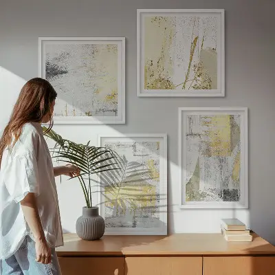 Abstrakte minimalistische Muster als gerahmtes Polyptychon