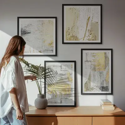 Abstrakte minimalistische Muster als gerahmtes Polyptychon