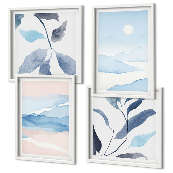 Wanddeko-set Berglandschaften, Aquarellpflanzen
