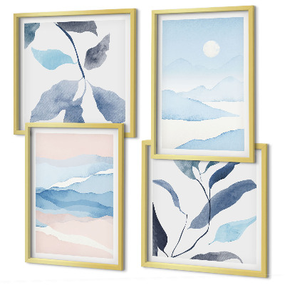 Wanddeko-set Berglandschaften, Aquarellpflanzen