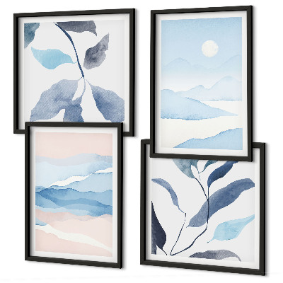 Wanddeko-set Berglandschaften, Aquarellpflanzen
