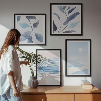 Wanddeko-set Berglandschaften, Aquarellpflanzen