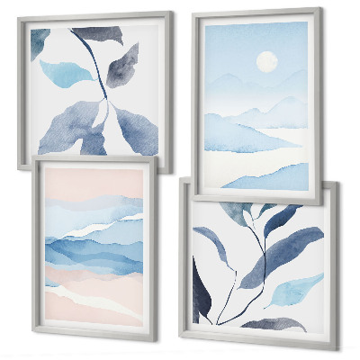 Wanddeko-set Berglandschaften, Aquarellpflanzen