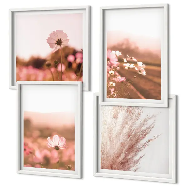 Wanddeko-Set mit Wildblumen auf den Wiesen im Sommer