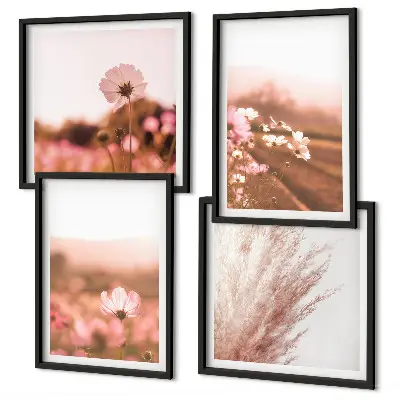Wanddeko-Set mit Wildblumen auf den Wiesen im Sommer