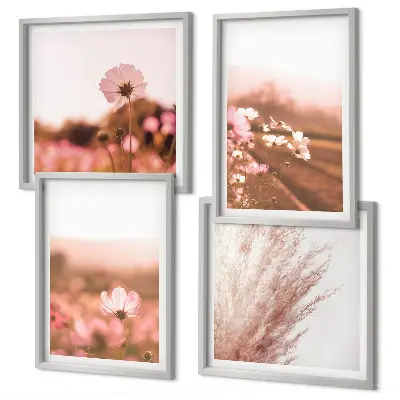 Wanddeko-Set mit Wildblumen auf den Wiesen im Sommer