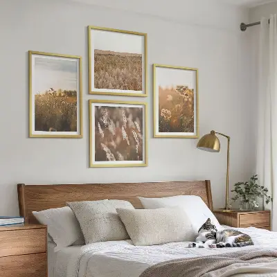 Sommerwiesenblumen bei Sonnenuntergang als gerahmtes Polyptychon