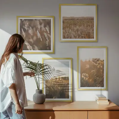 Sommerwiesenblumen bei Sonnenuntergang als gerahmtes Polyptychon