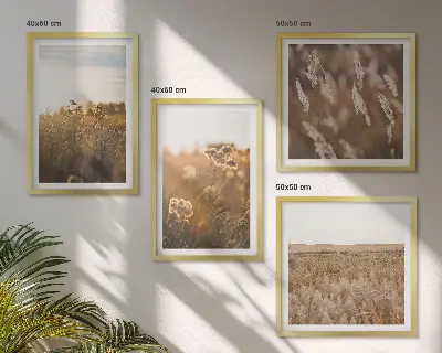 Sommerwiesenblumen bei Sonnenuntergang als gerahmtes Polyptychon