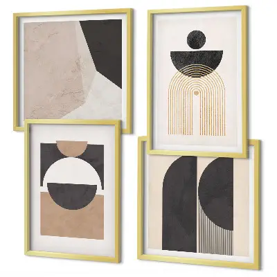 Polyptychon mit Rahmen abstrakte Formen in Beige und Braun