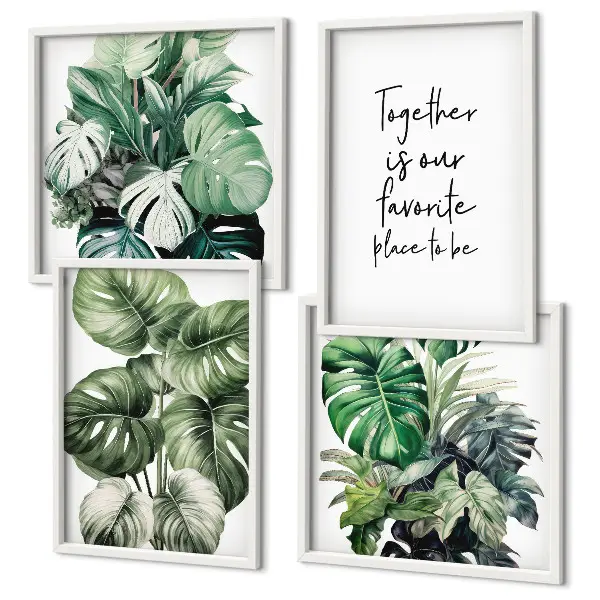 Wanddeko-Set mit Motiven grüner tropischer Blätter