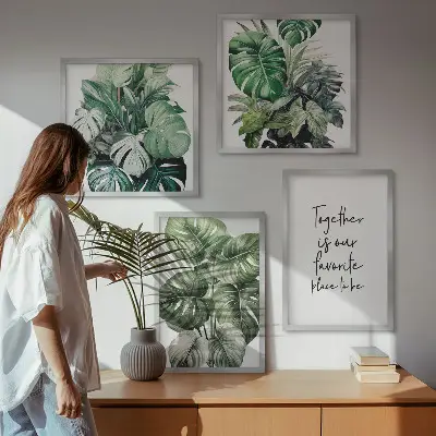 Wanddeko-Set mit Motiven grüner tropischer Blätter