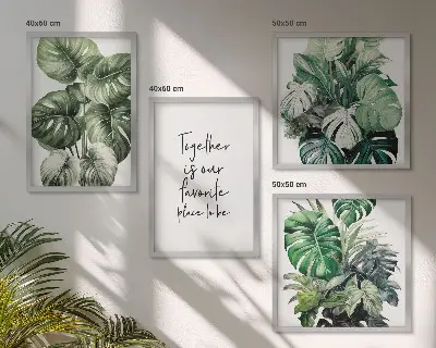 Wanddeko-Set mit Motiven grüner tropischer Blätter
