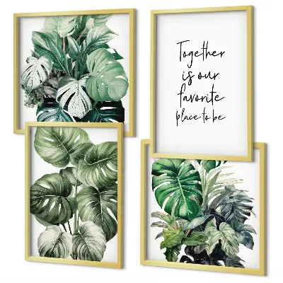 Wanddeko-Set mit Motiven grüner tropischer Blätter