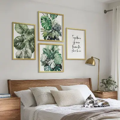Wanddeko-Set mit Motiven grüner tropischer Blätter