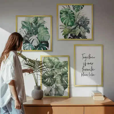 Wanddeko-Set mit Motiven grüner tropischer Blätter
