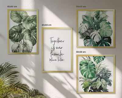 Wanddeko-Set mit Motiven grüner tropischer Blätter