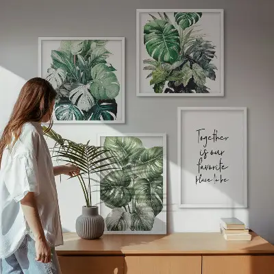 Wanddeko-Set mit Motiven grüner tropischer Blätter