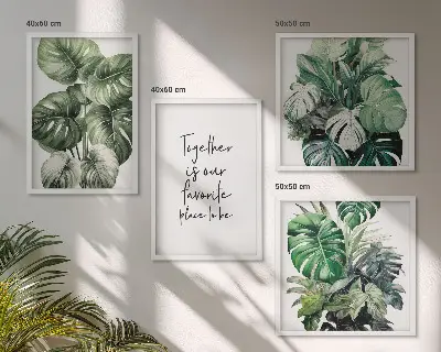 Wanddeko-Set mit Motiven grüner tropischer Blätter