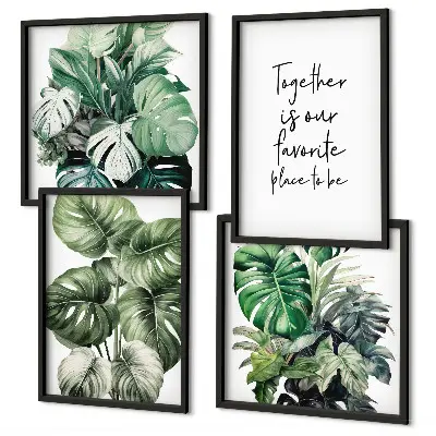 Wanddeko-Set mit Motiven grüner tropischer Blätter