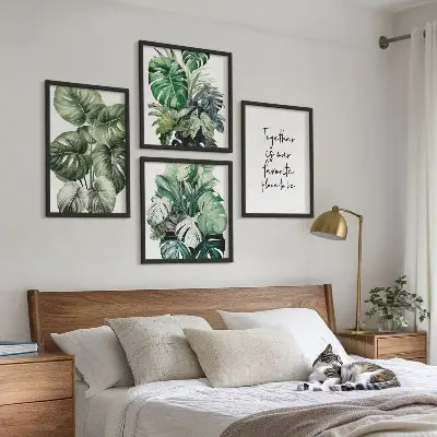 Wanddeko-Set mit Motiven grüner tropischer Blätter
