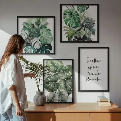 Wanddeko-Set mit Motiven grüner tropischer Blätter