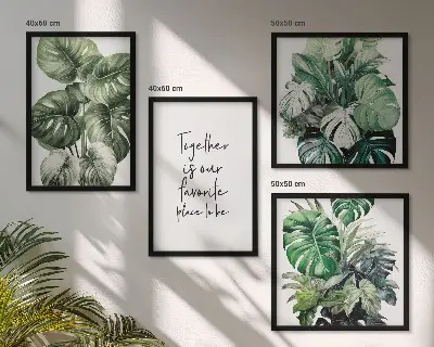 Wanddeko-Set mit Motiven grüner tropischer Blätter