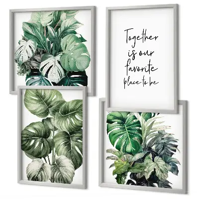 Wanddeko-Set mit Motiven grüner tropischer Blätter