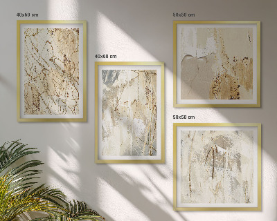 Polyptychon mit rahmen Beige abstrakte Formen Linien