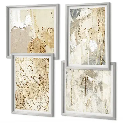 Polyptychon mit Rahmen beige abstrakte Formen und Linien